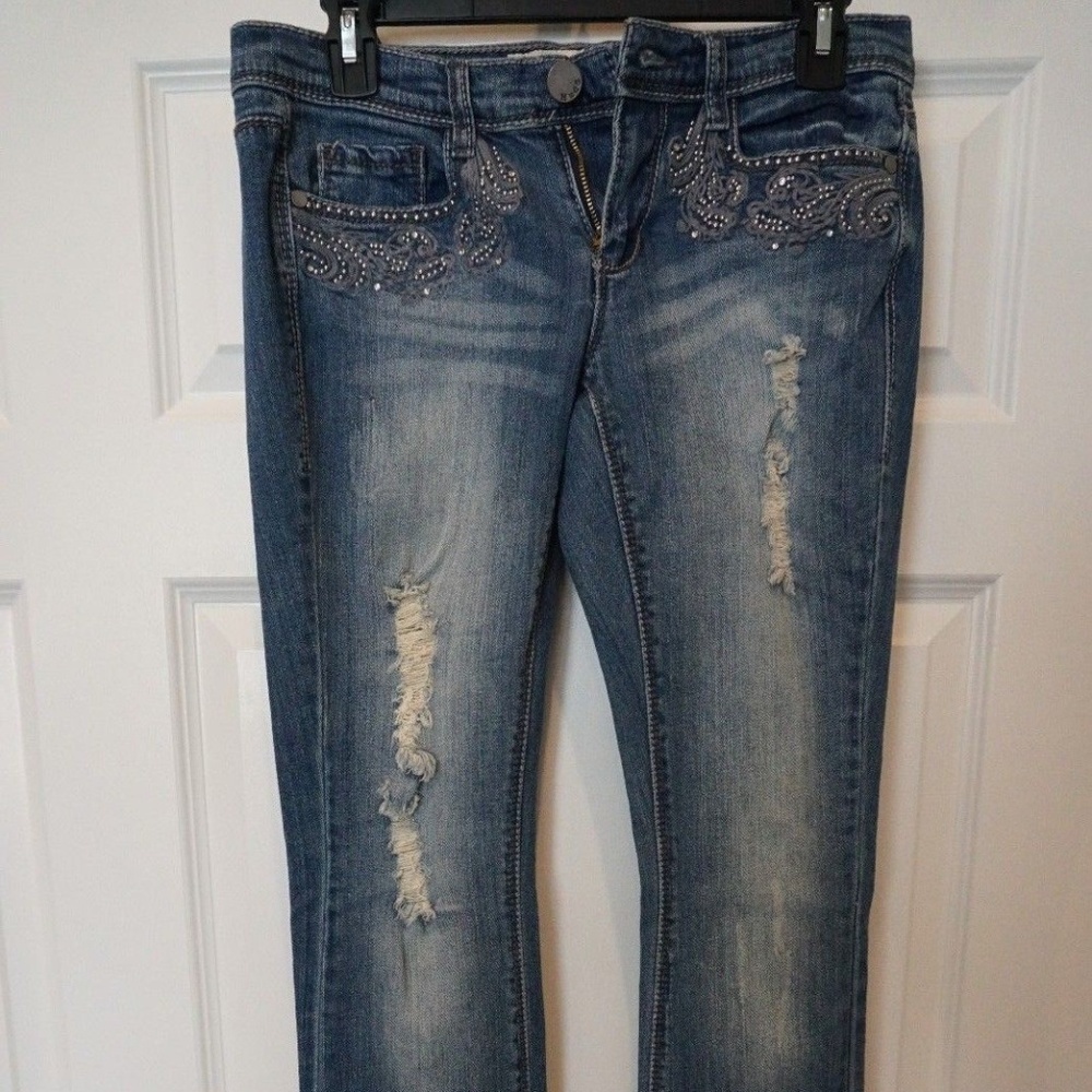 MUDD Distressed and studded embellished Boot cut 5